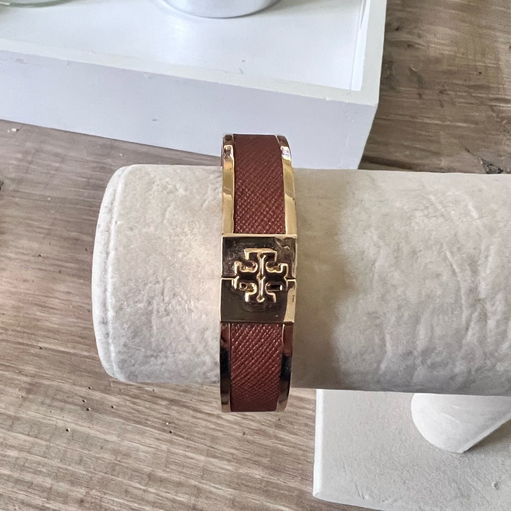 Tory Burch Gold and Brown Leather Bracelet (Never Been Used)